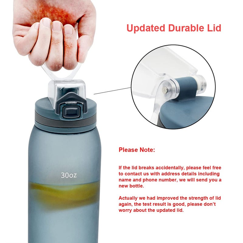 Teentumn 30oz Sport Water Bottle with Time Markers, Large Durable Gym Plastic Bottle for Fitness, Outdoor Enthusiasts, Leakproof (Pack of 1) - Image 4